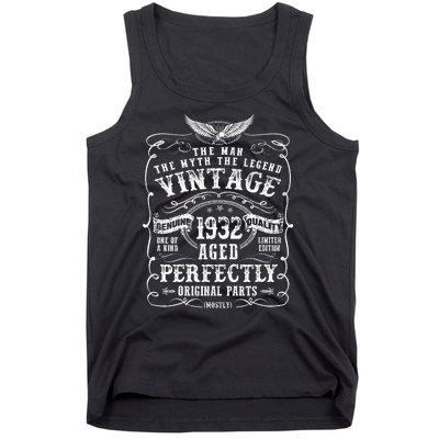 Vintage 1932 Man Myth Legend 90 Year Old Gifts 90th Birthday Tank Top