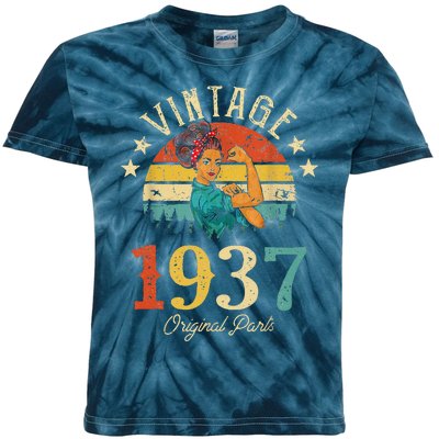 Vintage 1937 Made In 1937 86th Birthday 86 Years Old Kids Tie-Dye T-Shirt