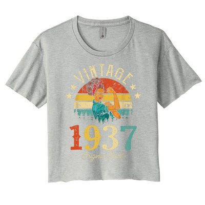 Vintage 1937 Made In 1937 86th Birthday 86 Years Old Women's Crop Top Tee