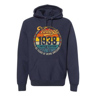 Vintage 1938 Made In 1938 85th Birthday Gift 85 Year Old Premium Hoodie