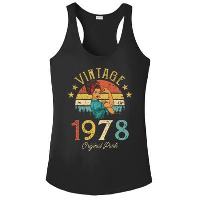 Vintage 1978 Made In 1978 44th Birthday 44 Years Old Ladies PosiCharge Competitor Racerback Tank