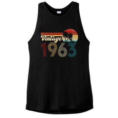 Vintage 1963 Made In 1963 60th Birthday 60 Year Old Gift Ladies PosiCharge Tri-Blend Wicking Tank