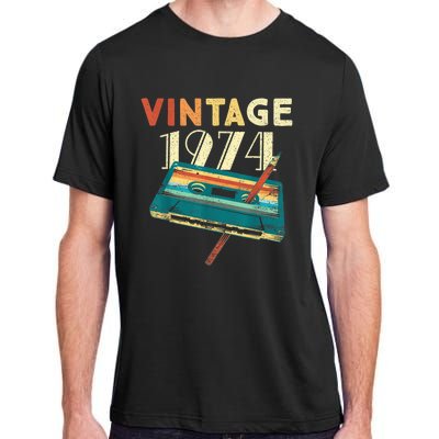 Vintage 1974 Music Cassette 49th Birthday Present Gifts 49 Years Old Adult ChromaSoft Performance T-Shirt