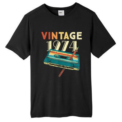 Vintage 1974 Music Cassette 49th Birthday Present Gifts 49 Years Old Tall Fusion ChromaSoft Performance T-Shirt