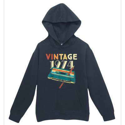 Vintage 1974 Music Cassette 49th Birthday Present Gifts 49 Years Old Urban Pullover Hoodie