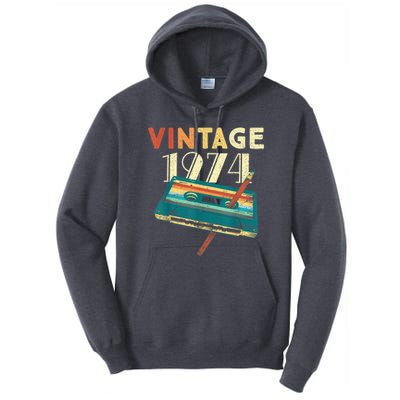 Vintage 1974 Music Cassette 49th Birthday Present Gifts 49 Years Old Tall Hoodie