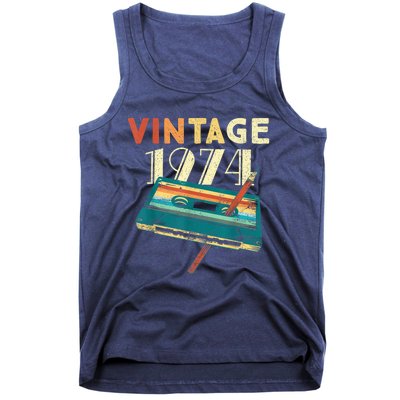 Vintage 1974 Music Cassette 49th Birthday Present Gifts 49 Years Old Tank Top