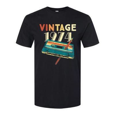 Vintage 1974 Music Cassette 49th Birthday Present Gifts 49 Years Old Softstyle® CVC T-Shirt