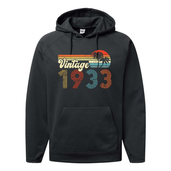 Vintage 1933 Made In 1933 89rd Birthday Gift 89 Year Old Performance Fleece Hoodie