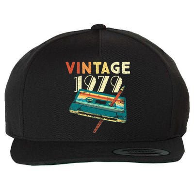 Vintage 1979 Music Cassette 44th Birthday Gifts 44 Years Old Wool Snapback Cap