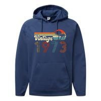 Vintage 1973 Made In 1973 49rd Birthday Gift 49 Year Old Performance Fleece Hoodie