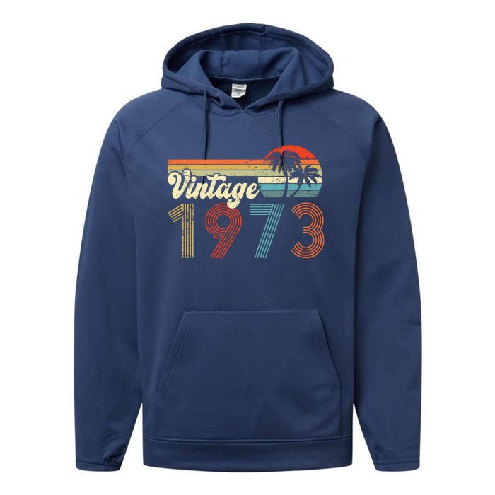 Vintage 1973 Made In 1973 49rd Birthday Gift 49 Year Old Performance Fleece Hoodie