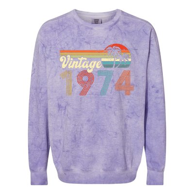 Vintage 1974 Made In 1974 48th Birthday Gift 48 Year Old Colorblast Crewneck Sweatshirt