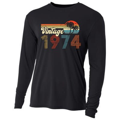 Vintage 1974 Made In 1974 48th Birthday Gift 48 Year Old Cooling Performance Long Sleeve Crew