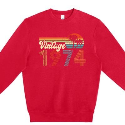 Vintage 1974 Made In 1974 48th Birthday Gift 48 Year Old Premium Crewneck Sweatshirt