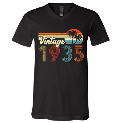Vintage 1935 Made In 1935 87th Birthday Gift 87 Year Old V-Neck T-Shirt