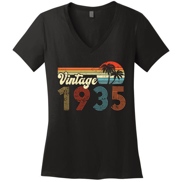 Vintage 1935 Made In 1935 87th Birthday Gift 87 Year Old Women's V-Neck T-Shirt