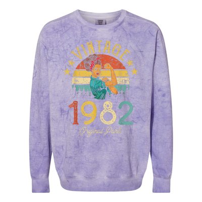 Vintage 1982 Made In 1982 41th Birthday 41 Years Old Gift Colorblast Crewneck Sweatshirt