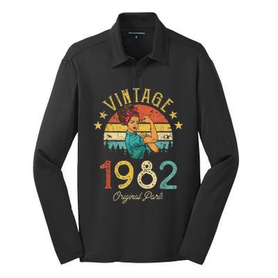 Vintage 1982 Made In 1982 41th Birthday 41 Years Old Gift Silk Touch Performance Long Sleeve Polo