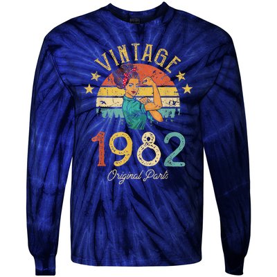 Vintage 1982 Made In 1982 41th Birthday 41 Years Old Gift Tie-Dye Long Sleeve Shirt