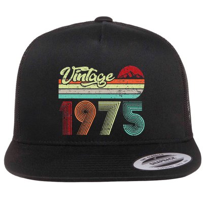 Vintage 1975 Made In 1975 48th Birthday Gift 48 Year Old Flat Bill Trucker Hat