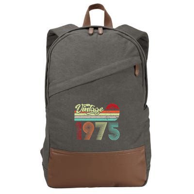 Vintage 1975 Made In 1975 48th Birthday Gift 48 Year Old Cotton Canvas Backpack