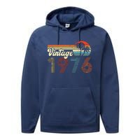 Vintage 1976 Made In 1976 46th Birthday Gift 46 Year Old Performance Fleece Hoodie