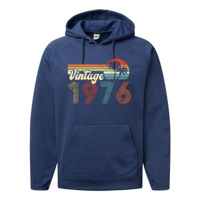 Vintage 1976 Made In 1976 46th Birthday Gift 46 Year Old Performance Fleece Hoodie