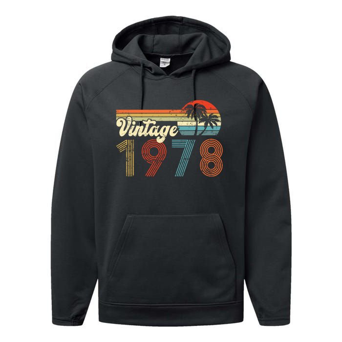 Vintage 1978 Made In 1978 44th Birthday Gift 44 Year Old Performance Fleece Hoodie