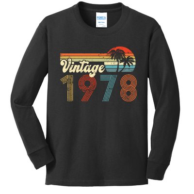 Vintage 1978 Made In 1978 44th Birthday Gift 44 Year Old Kids Long Sleeve Shirt