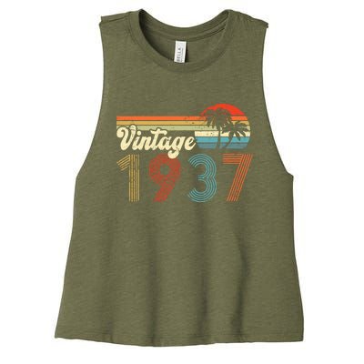 Vintage 1937 Made In 1937 85th Birthday Gift 85 Year Old Women's Racerback Cropped Tank