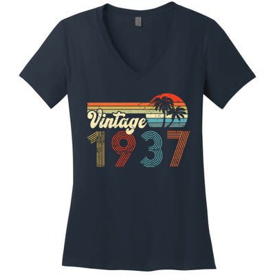 Vintage 1937 Made In 1937 85th Birthday Gift 85 Year Old Women's V-Neck T-Shirt