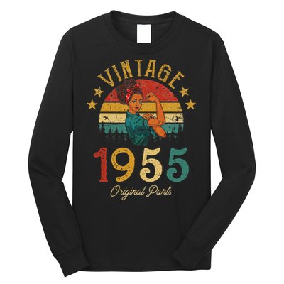 Vintage 1955 Made In 1955 67th Birthday Women 67 Years Old Long Sleeve Shirt