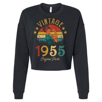 Vintage 1955 Made In 1955 67th Birthday Women 67 Years Old Cropped Pullover Crew