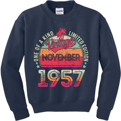 Vintage 1957 November Birthday 65 Years Old Kids Sweatshirt