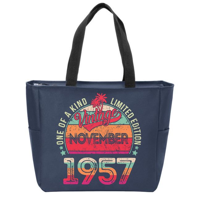 Vintage 1957 November Birthday 65 Years Old Zip Tote Bag