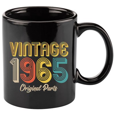 Vintage 1965 Original Parts 60th Birthday 11oz C Handle Ceramic Mug