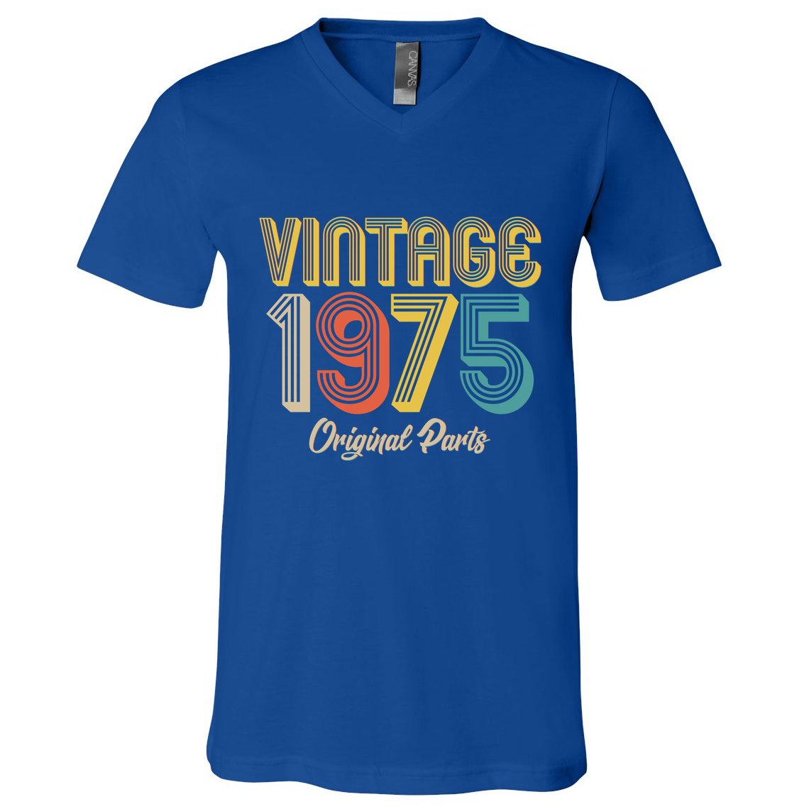 Vintage 1975 Original Parts 50th Birthday V-Neck T-Shirt