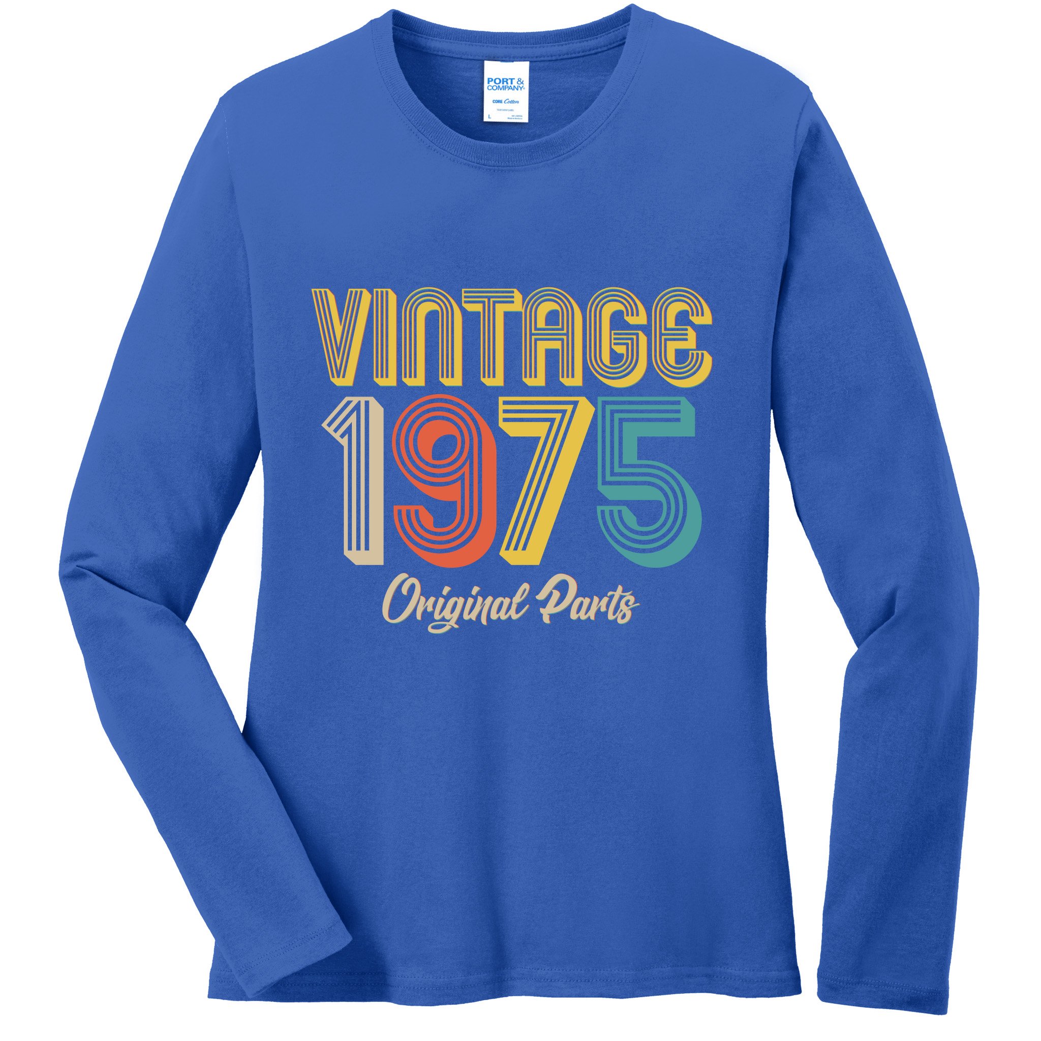 Vintage 1975 Original Parts 50th Birthday Ladies Long Sleeve Shirt