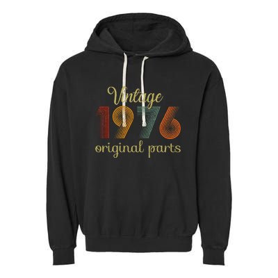 Vintage 1976 Original Parts 48 Years Old 48th Birthday Retro Garment-Dyed Fleece Hoodie