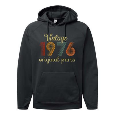 Vintage 1976 Original Parts 48 Years Old 48th Birthday Retro Performance Fleece Hoodie