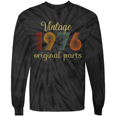 Vintage 1976 Original Parts 48 Years Old 48th Birthday Retro Tie-Dye Long Sleeve Shirt