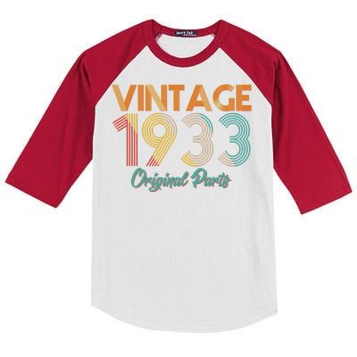 Vintage 1933 Original Parts 90th Birthday Kids Colorblock Raglan Jersey