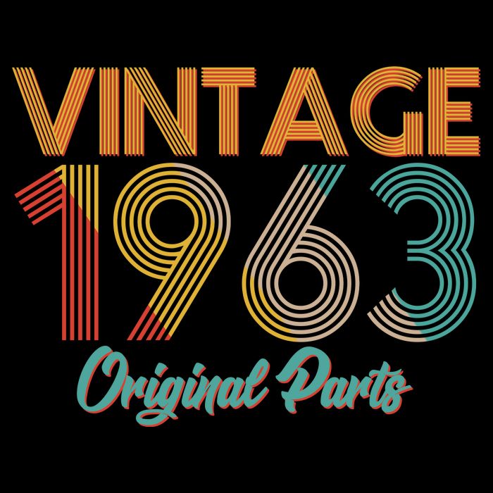 Vintage 1963 Original Parts 60th Birthday 7-Panel Snapback Hat