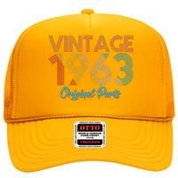 Vintage 1963 Original Parts 60th Birthday High Crown Mesh Back Trucker Hat