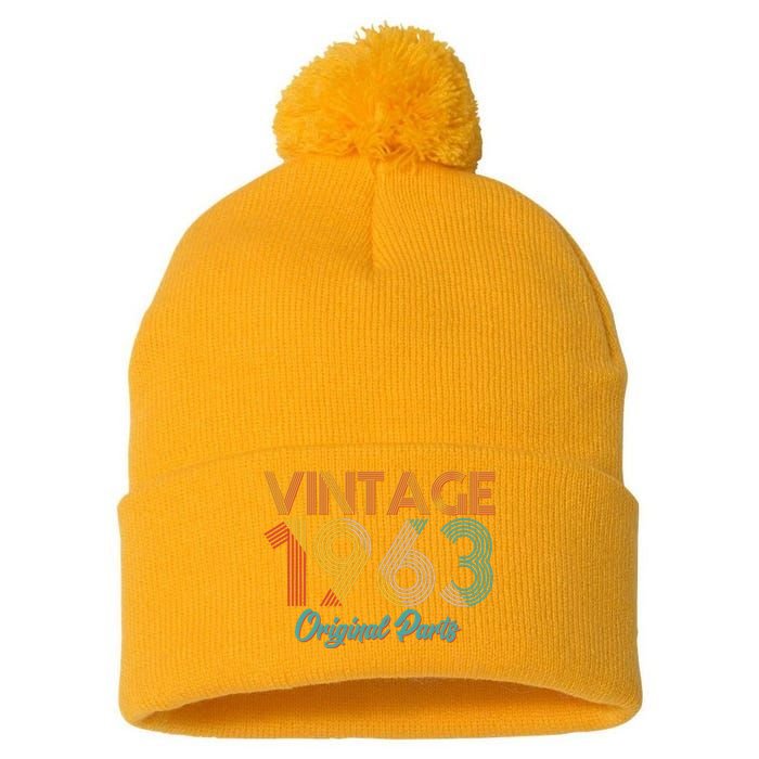 Vintage 1963 Original Parts 60th Birthday Pom Pom 12in Knit Beanie