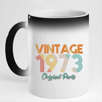 Vintage 1973 Original Parts 50th Birthday 11oz Black Color Changing Mug