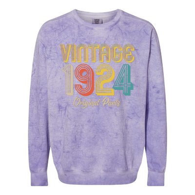 Vintage 1924 Original Parts 100th Birthday Colorblast Crewneck Sweatshirt