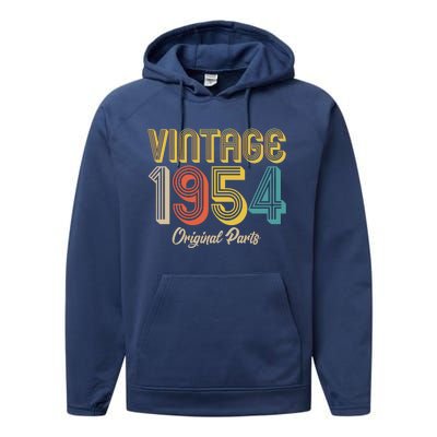 Vintage 1954 Original Parts 70th Birthday Performance Fleece Hoodie