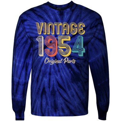 Vintage 1954 Original Parts 70th Birthday Tie-Dye Long Sleeve Shirt